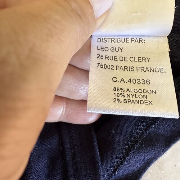 Leo Guy Women's Navy Blue Laser-Cut Cotton Round Neck Cap Sleeve Top Sz 6/8 - Picture 9 of 10